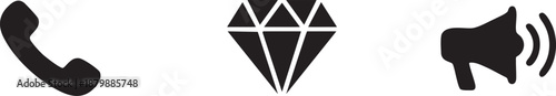 Contact and Media Icons Set Phone Diamond
