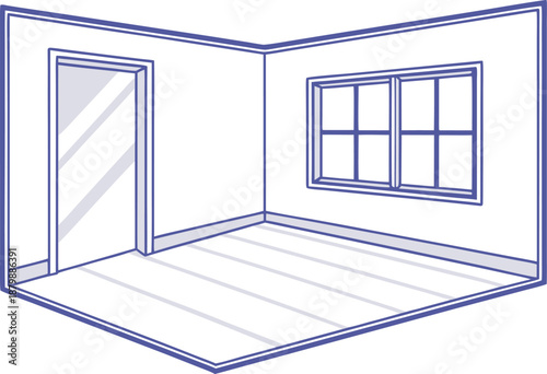 Empty Room Interior Design Illustration. Empty Room Minimalist Architecture Concept. Empty Room Modern Home Interior. Empty Room Interior Space Illustration. Empty Room Architectural Design Concept