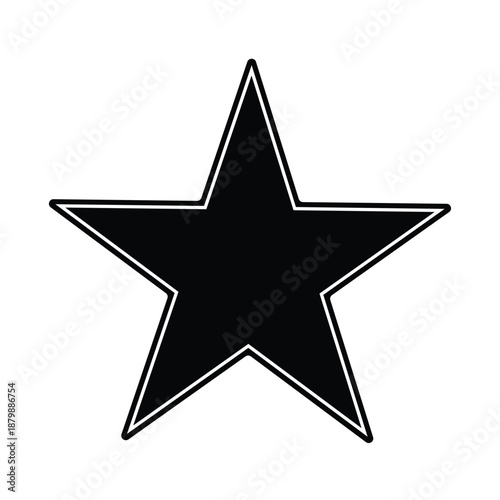 Geometric varsity-style star symbol with layered contour for apparel design isolated on white.