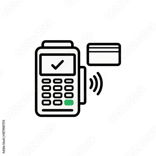 Card payment processing on a wireless terminal device with a checkmark and keypad