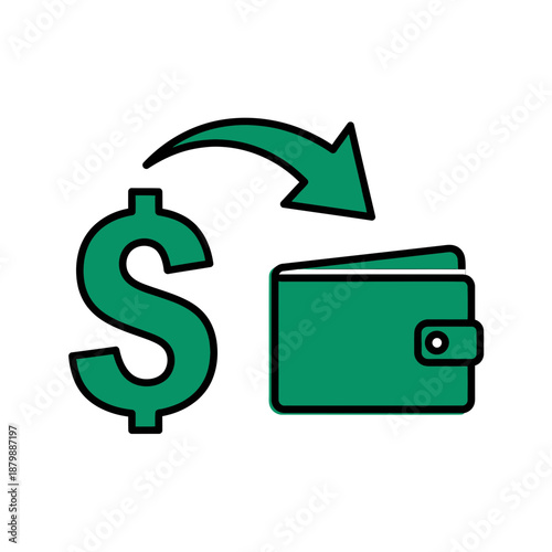 Money being transferred into a wallet, illustrating financial transaction