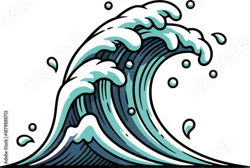 Crashing Sea Wave Illustration