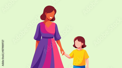 A mother and her daughter holding hands, symbolizing love, family, and a strong bond of connection between them