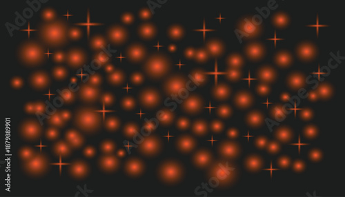 Vibrant orange light effect with glowing dots and sparkling starbursts