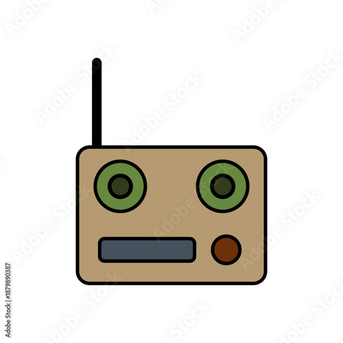 Portable radio icon with minimalist layout bold outline and modern muted colors
