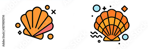 Vector illustration of orange shells with decorative elements