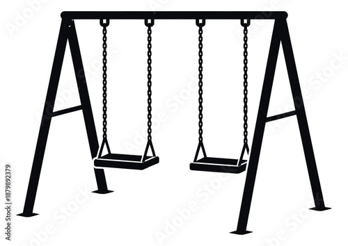 Silhouette illustration of a swing set depicting playground equipment for children's recreation