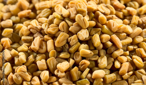 Photos Background of fenugreek seeds in closeup