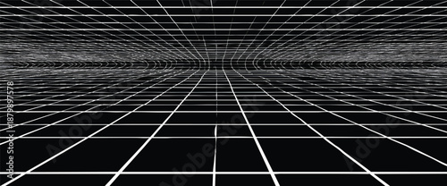 A black grid background with white lines, vector illustration