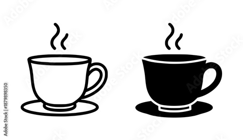 Coffee cup illustration icon in outline and silhouette style