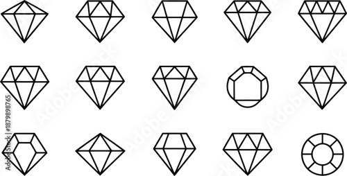 Geometric Diamond Shapes Vector Icons Set