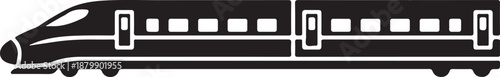 Train silhouette side view, modern minimal design.