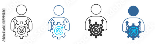 personal development goals icon set multiple style collection	