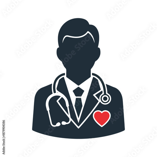 Doctor with Stethoscope and Heart Icon