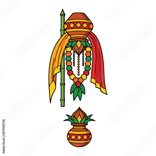 Traditional Necklace and Vessel with Decorative Sheaths