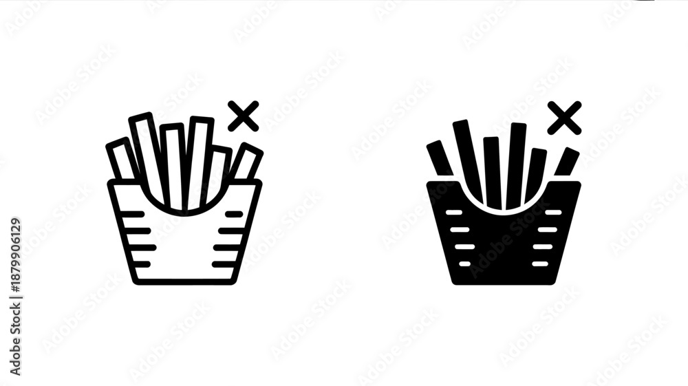 Fototapeta premium Handdrawnfastfoodcontainericonswithcrossedoutoptions