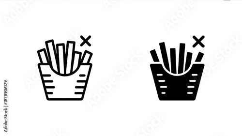 Handdrawnfastfoodcontainericonswithcrossedoutoptions