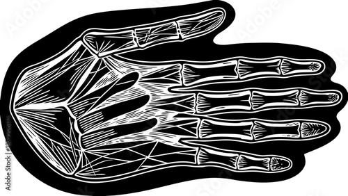 abstract human hand forms in polygonal wireframe created with generative ai