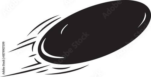 Black oval object moving fast isolated on transparent background