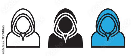 Hoodie Icons. Anonymous Human Silhouette Vector Set.