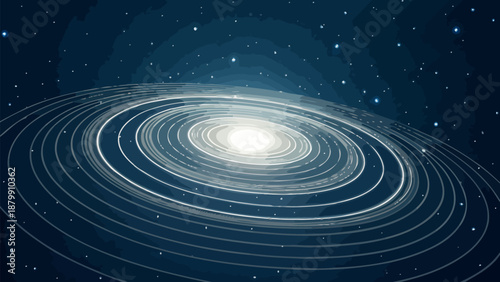 Stunning spiral galaxy with bright starry night sky background