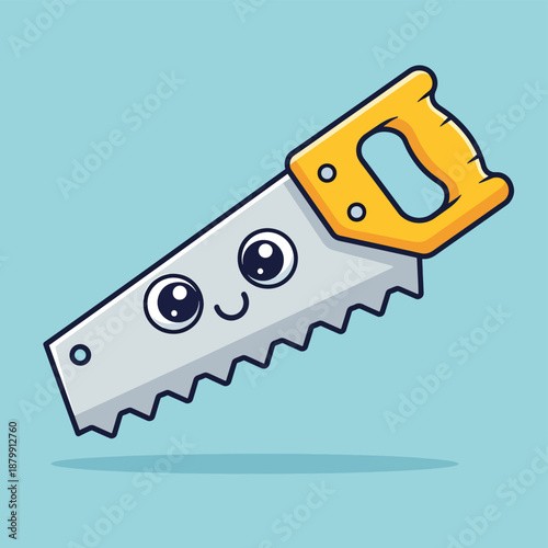 Cartoon Handsaw with Smiling Face