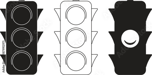 Traffic light icons in different colors and styles
