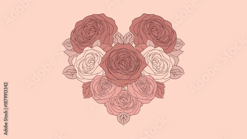  Elegant Heart Shaped Bouquet of Hand Drawn Roses for Valentine's Day