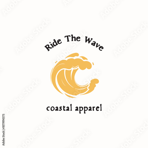 surf badge vintage design with palm, wave, sun, for tshirt branding, beachwear and other uses