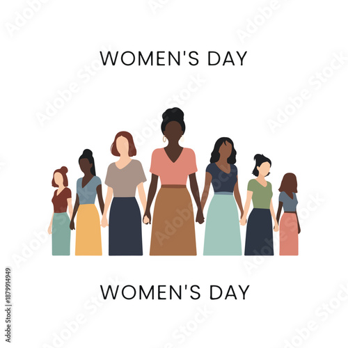 Diverse Women Standing Together for Women s Day