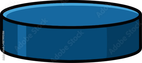A simple blue hockey puck with a black outline and shading