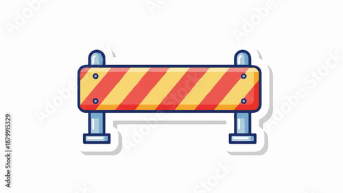 A simple, flat design illustration of a construction barrier