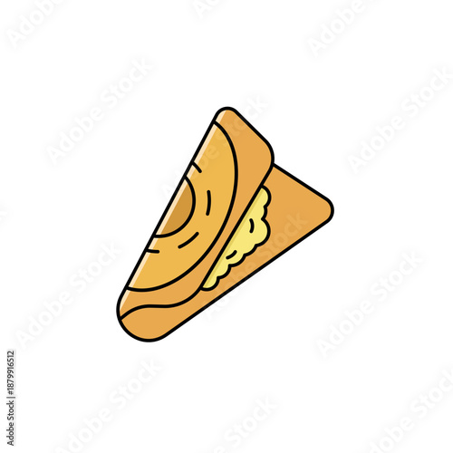 Dosa flat illustration icon classic indian food symbol