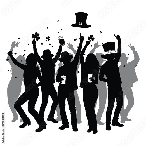 New year's eve celebration silhouette