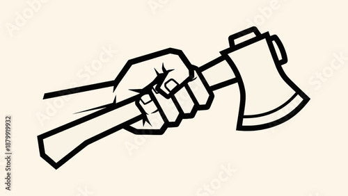 Hand gripping axe handle with firm hold