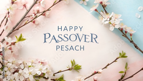 Soft Pastel Passover Pesach Greeting Card Text Happy