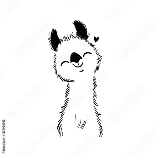 llama. llama simple black and white line art vector logo
