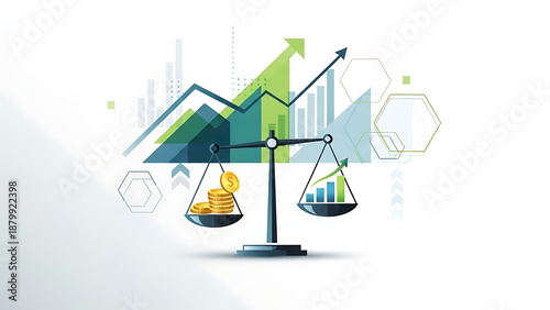 Balance scales with financial growth concept