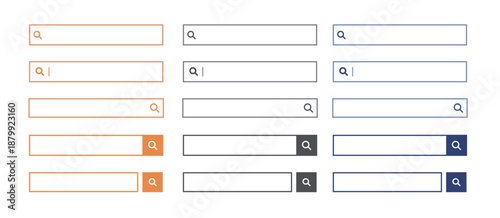 検索窓・検索バーのイラスト素材　セット　シンプル　Simple Search bar illustration set