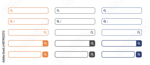 検索窓・検索バーのイラスト素材　セット　シンプル　Simple Search bar illustration set