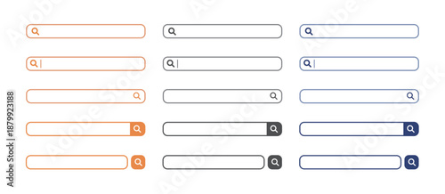 検索窓・検索バーのイラスト素材　セット　シンプル　Simple Search bar illustration set