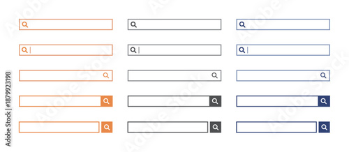 検索窓・検索バーのイラスト素材　セット　シンプル　Simple Search bar illustration set