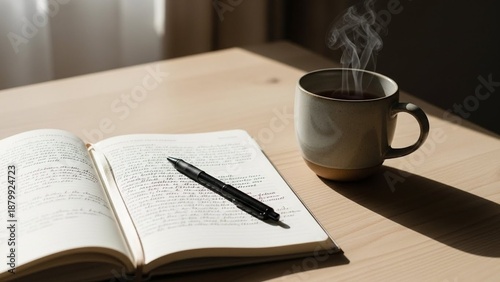 Digital Detox Moment with Journal and Tea