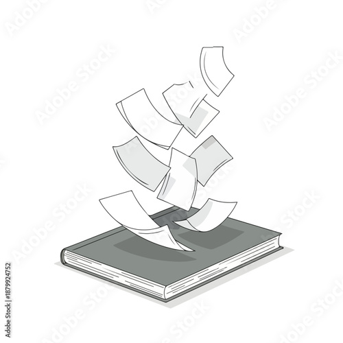 Open Book with Flying Pages