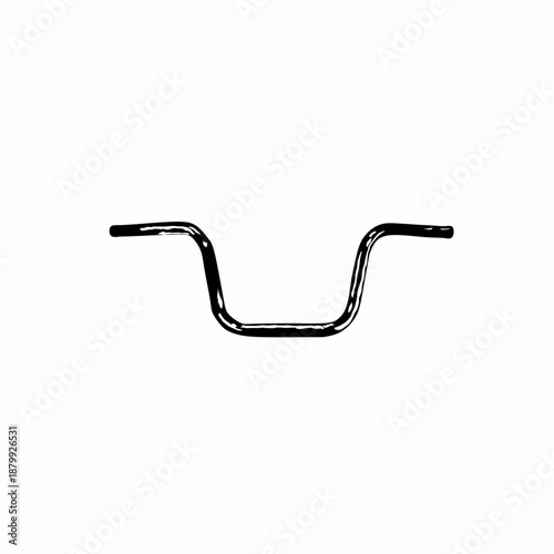 Motorcycle handlebar isolated on white background, black metal motorbike spare part for transportation and mechanical design concept