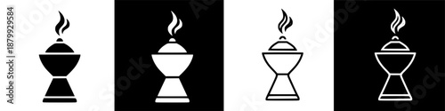 Vector Incense Burner Icon with Smoke - Spiritual Aroma and Relaxation Symbol