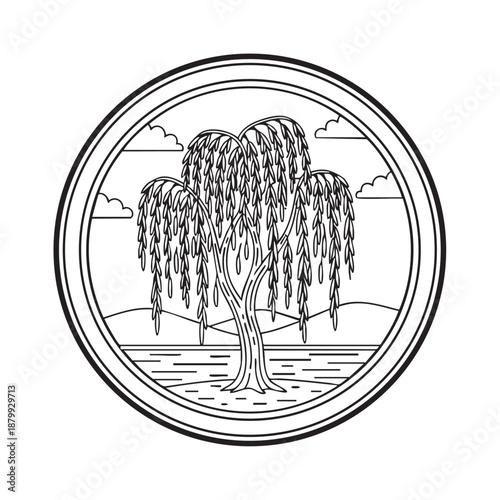 Willow coloring book page design.