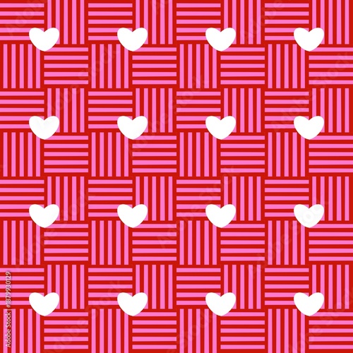 Gingham Tablecloth Valentine Seamless Pattern. Happy Valentine Day. Gingham seamless pattern  checkerboard background, square, tablecloth, book cover, Vector illustration
