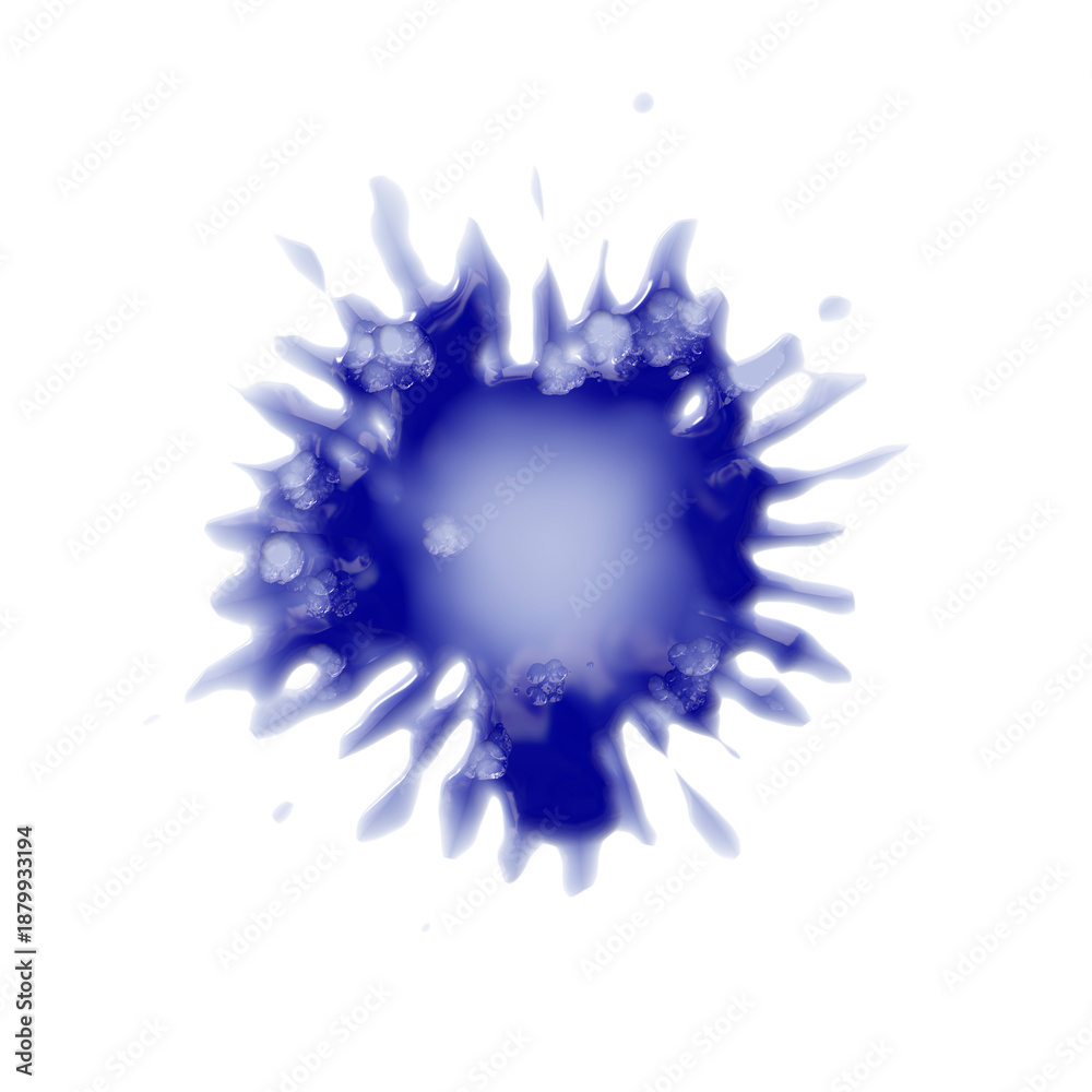 Fototapeta premium Melt circle paint drip, splash with drops, liquid shape graffiti blob isolated on background.