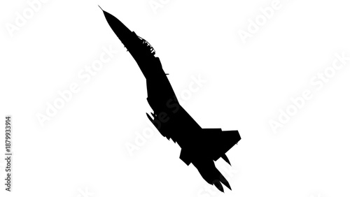 Silhouette of a fighter jet soaring through the sky
